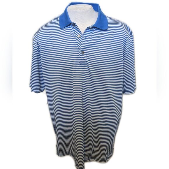 IZOD x-treme function bright blue & white striped polo shirt, size XL - Picture 1 of 6